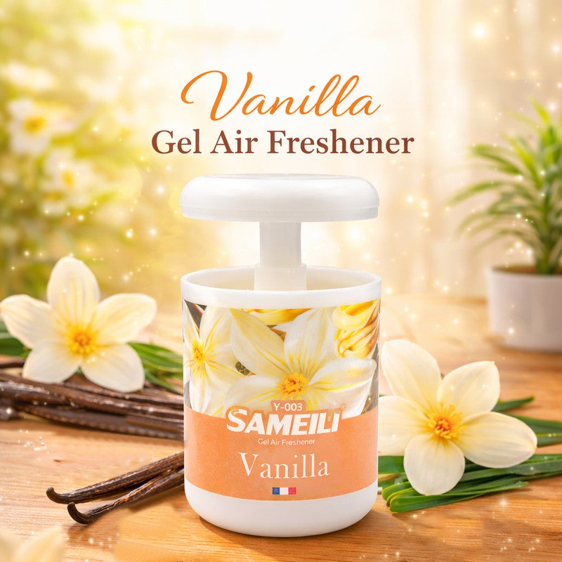 ساميلي معطر جو جل Y-003 - عطر يدوم طويلاً للسيارة والمنزل، يوضع في حامل الأكواب وعلى لوحة القيادة، مزيل للروائح الكريهة، معطر جو للسيارة والمكتب وغرفة النوم وغرفة المعيشة (فانيليا) - Image 1